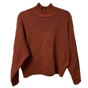 Olive & Oak Women's Reddish Brown Turtleneck Pattern‎ Sweater Size Large